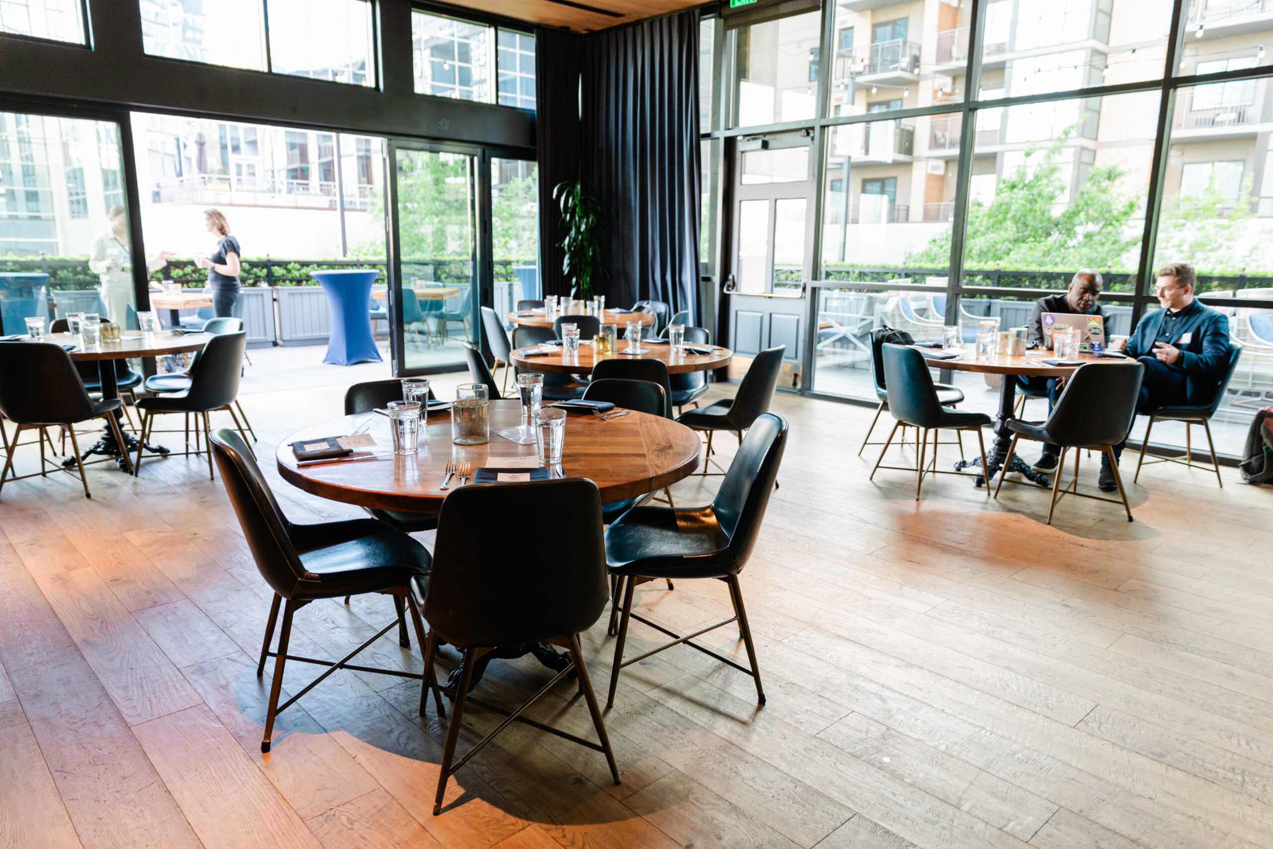 the inside of the henry in dallas set up for a corporate networking event