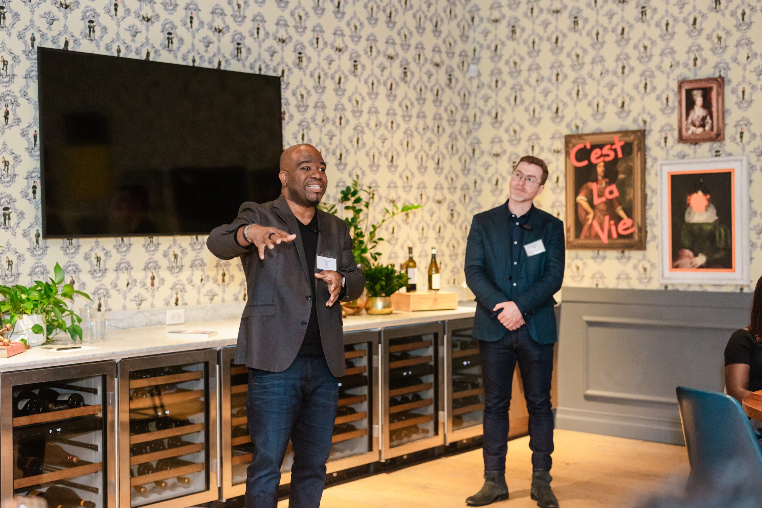 the two founders of logrocket giving a presentation at the henry in dallas
