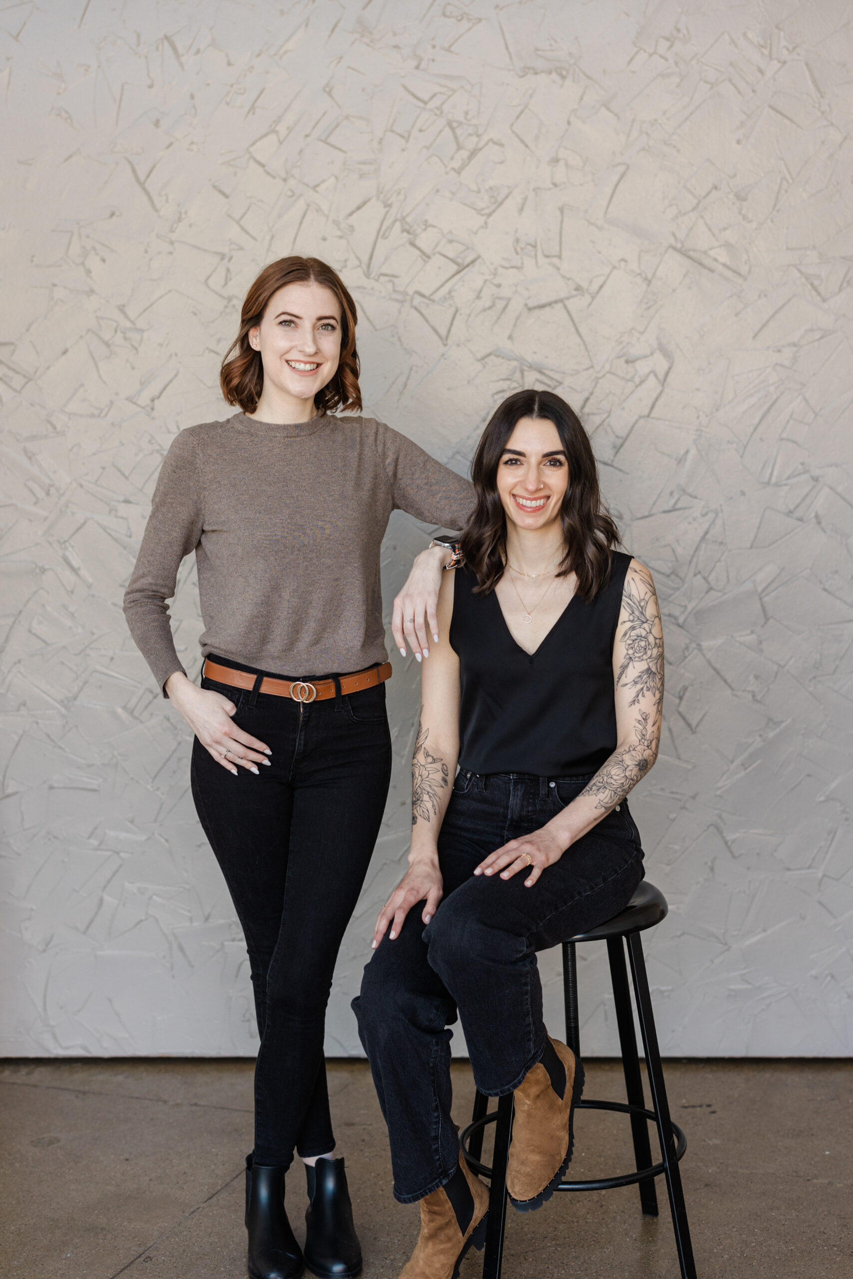two therapists taking branding photos at the space on south side in dallas texas 